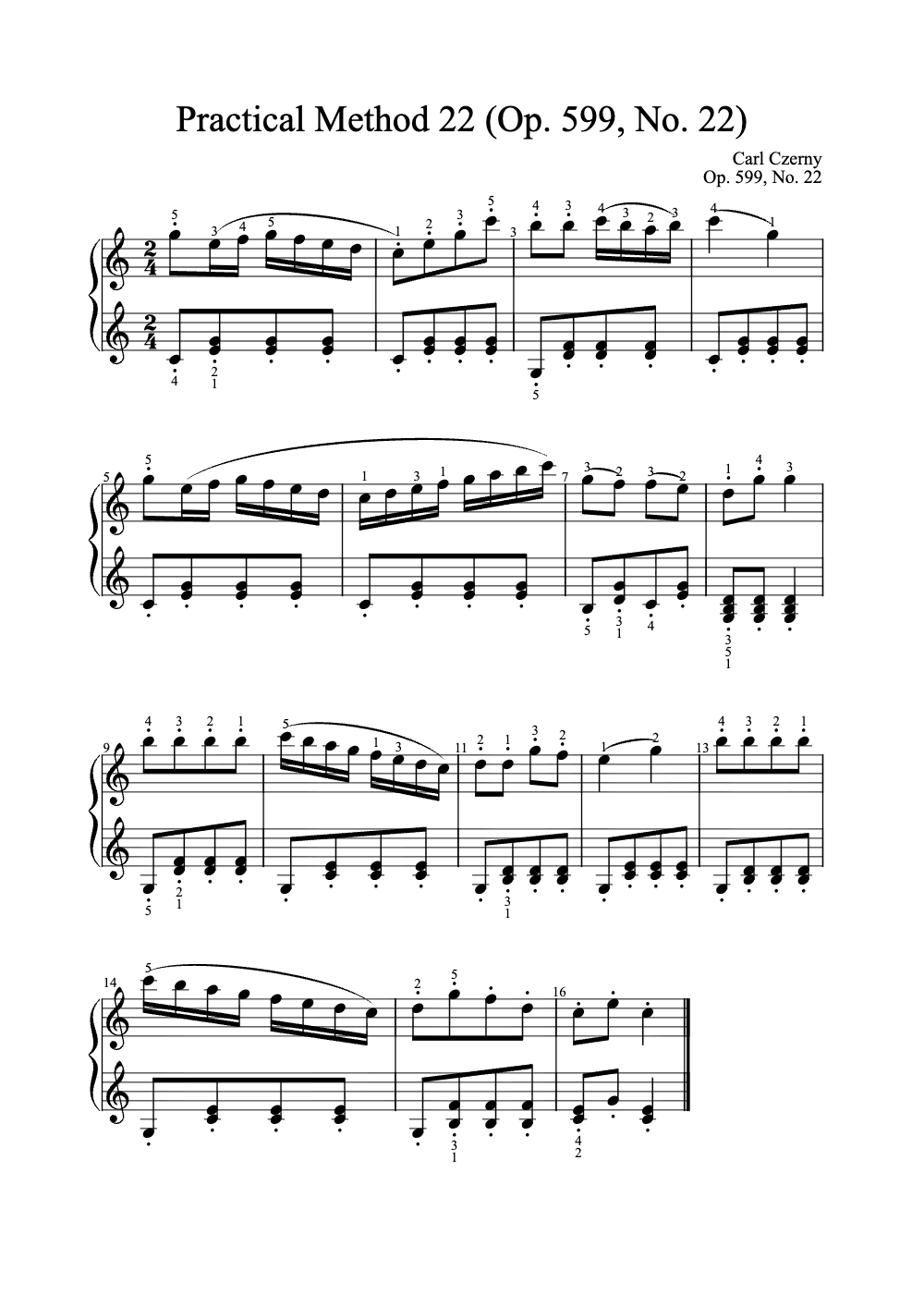 Sheet music preview for Practical Method 22 (Op. 599, No. 22)