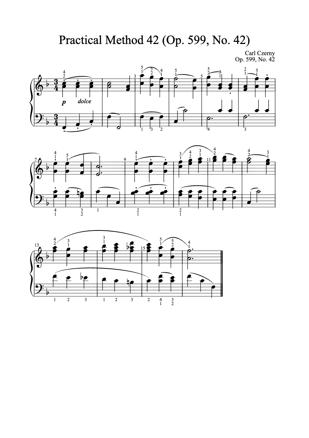 Sheet music preview for Practical Method 42 (Op. 599, No. 42)