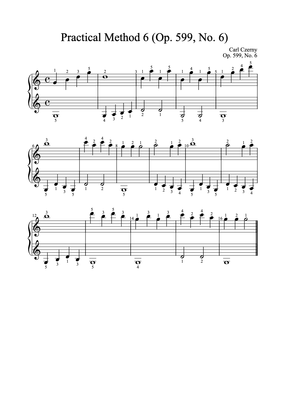 Sheet music preview for Practical Method 6