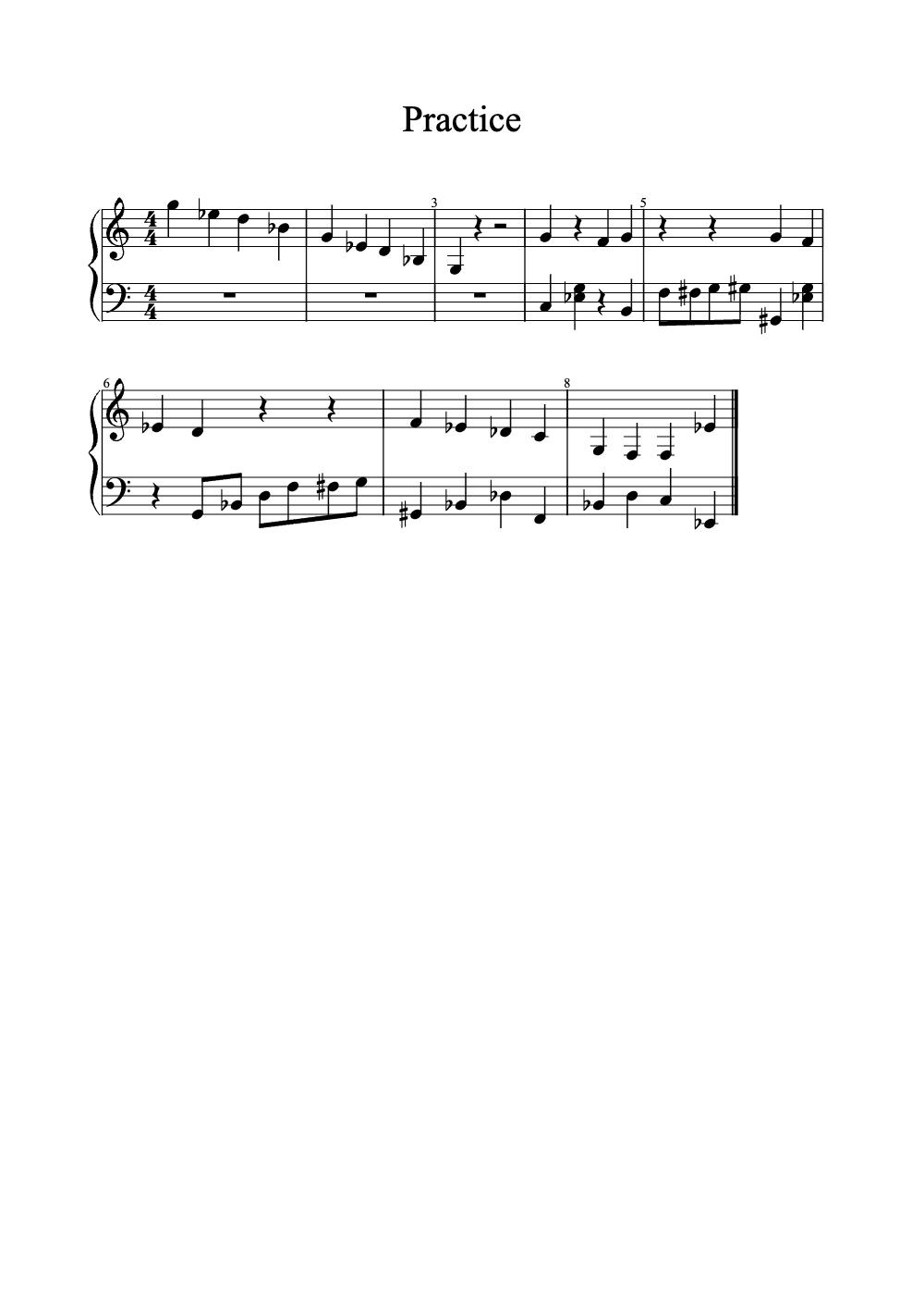 Sheet music preview for Practice
