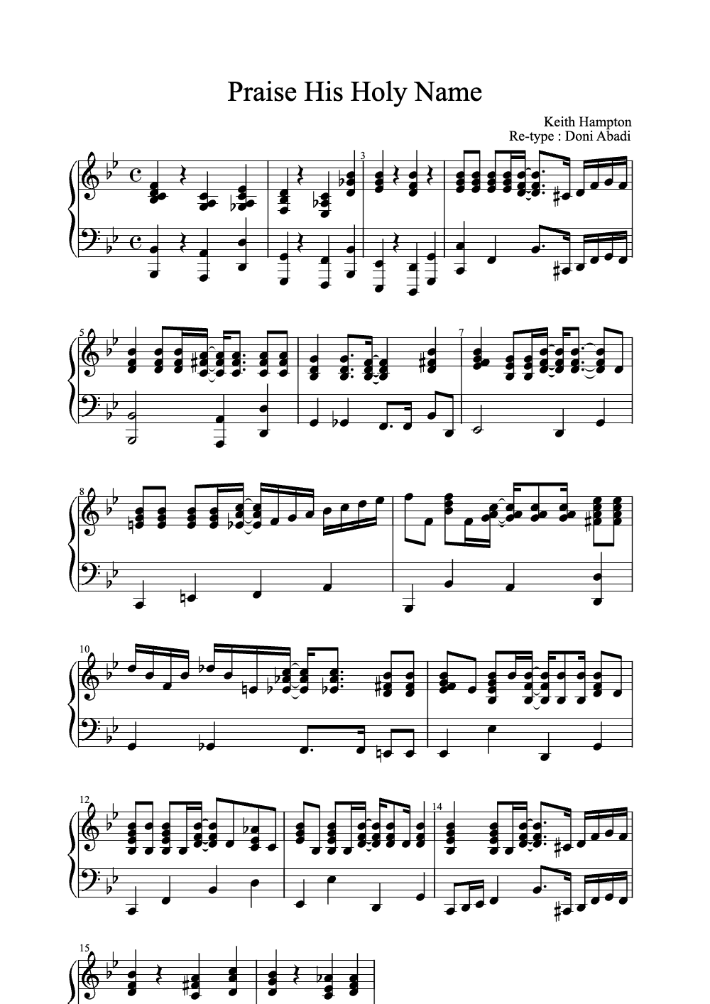 Sheet music preview for Praise His Holy Name