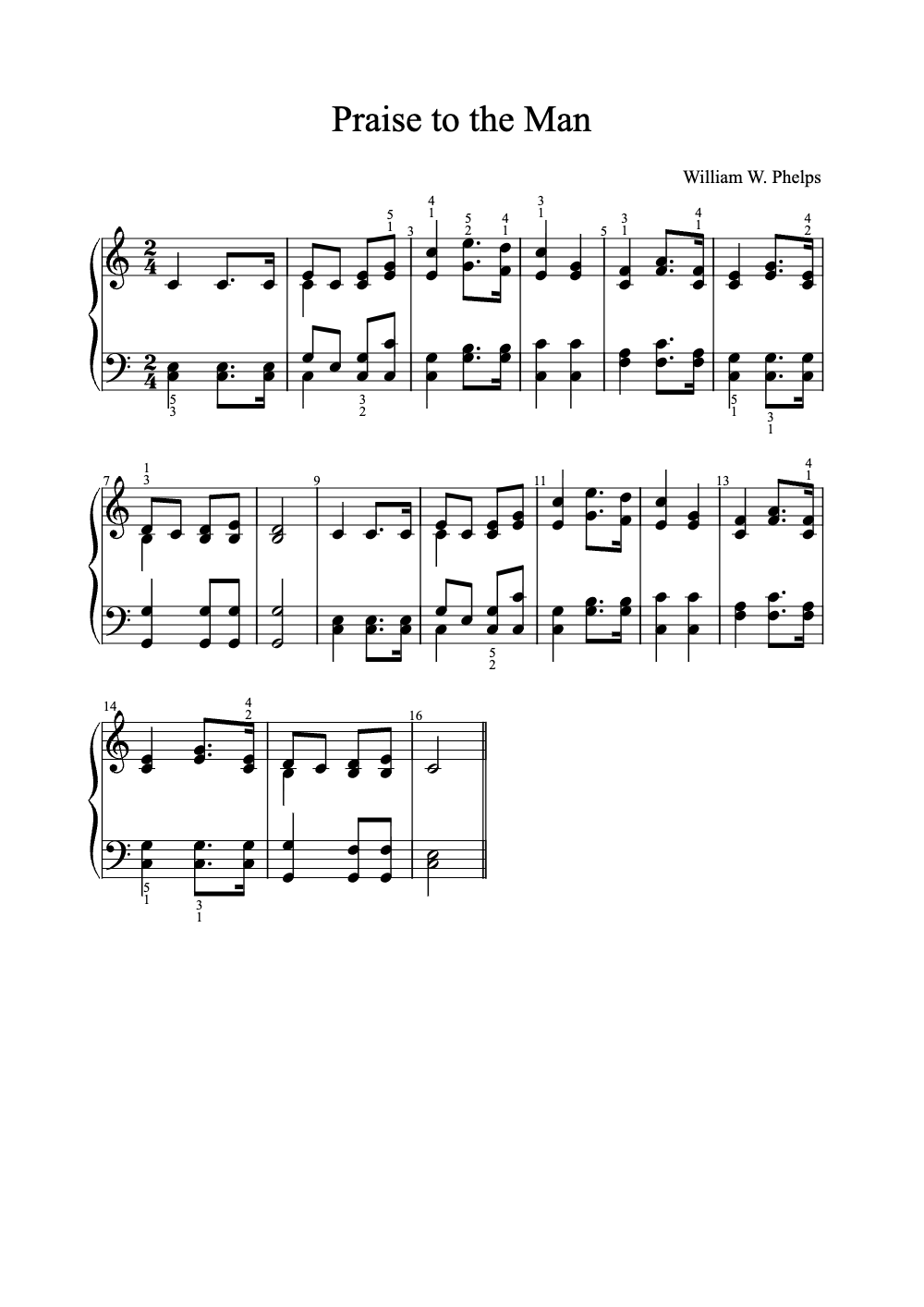 Sheet music preview for Praise to the Man