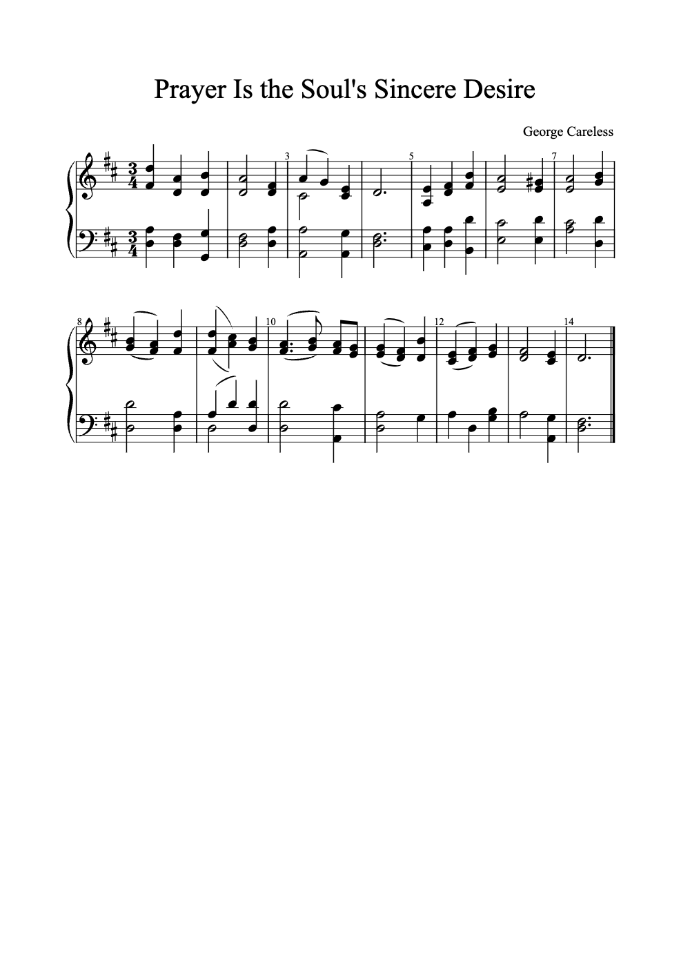Sheet music preview for Prayer Is the Soul's Sincere Desire