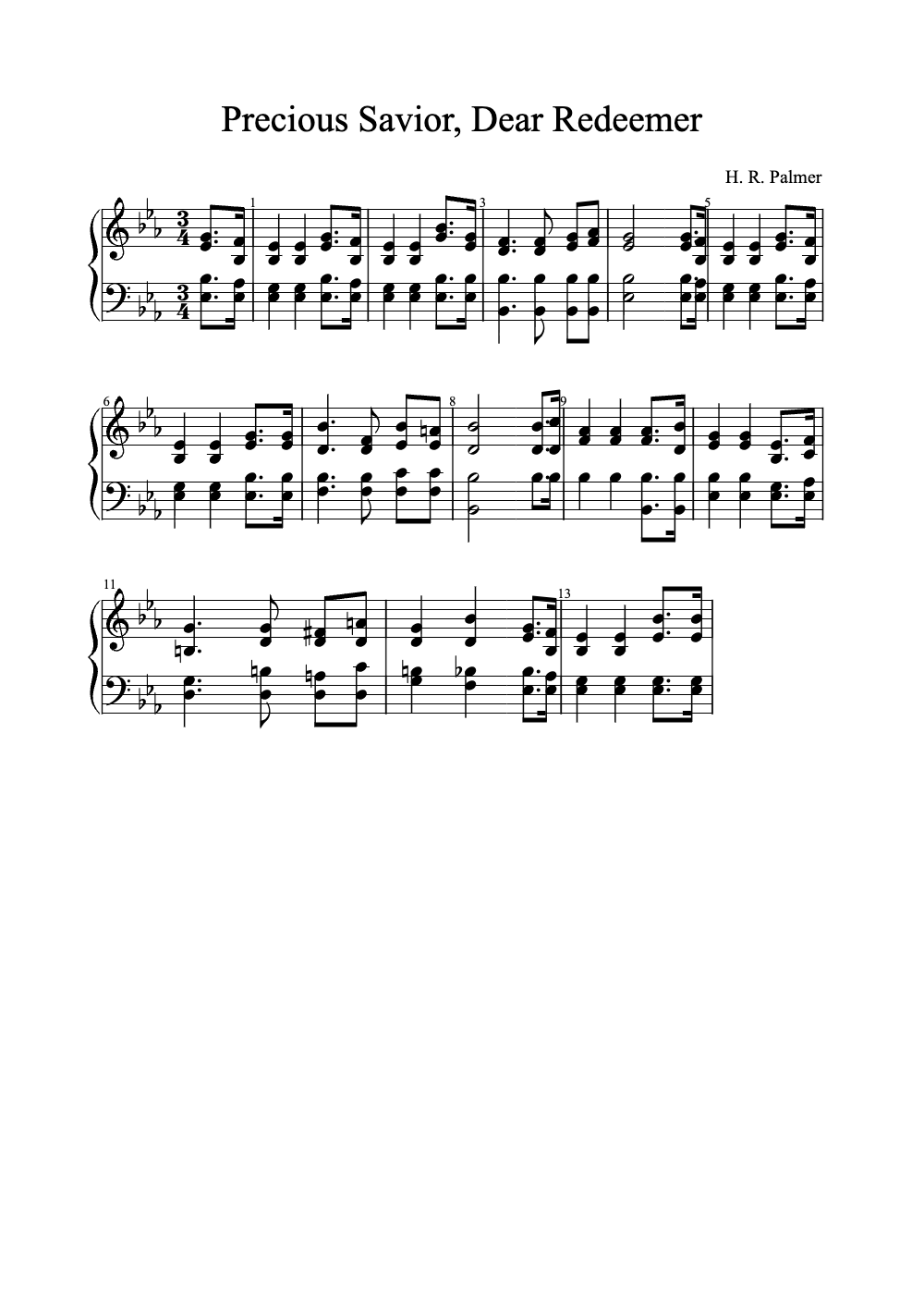 Sheet music preview for Precious Savior, Dear Redeemer