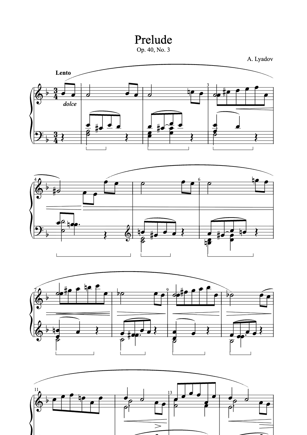 Sheet music preview for Prelude