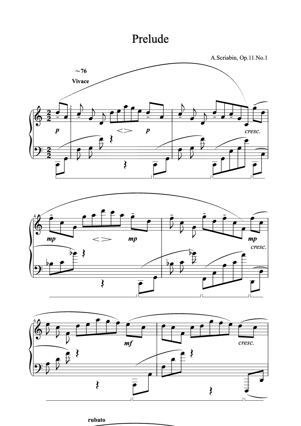 Sheet music preview for Prelude