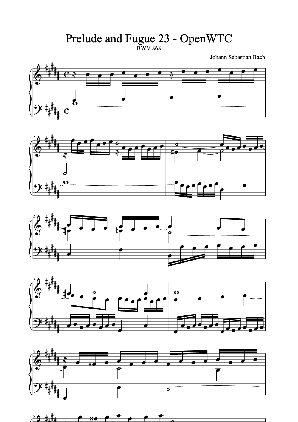 Sheet music preview for Prelude and Fugue No. 23