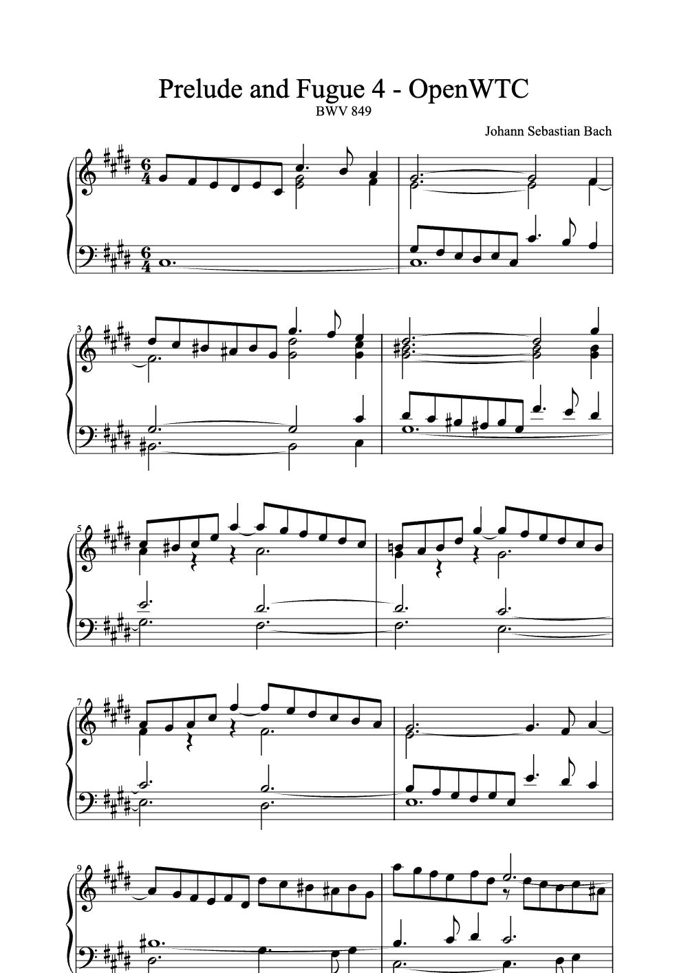 Sheet music preview for Prelude and Fugue No. 4