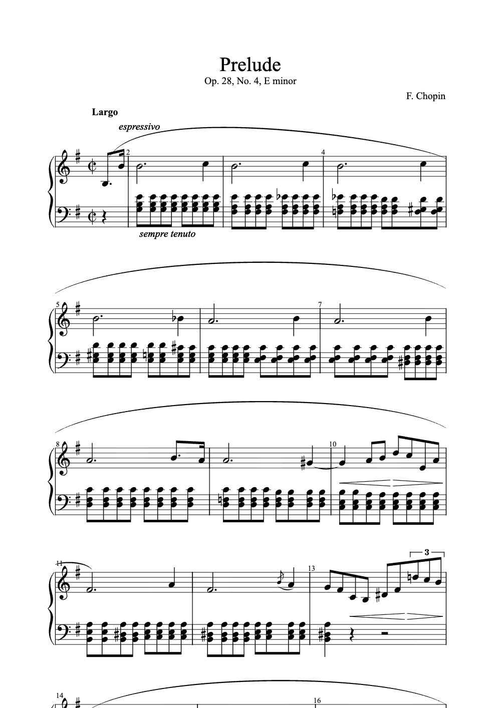 Sheet music preview for Prelude