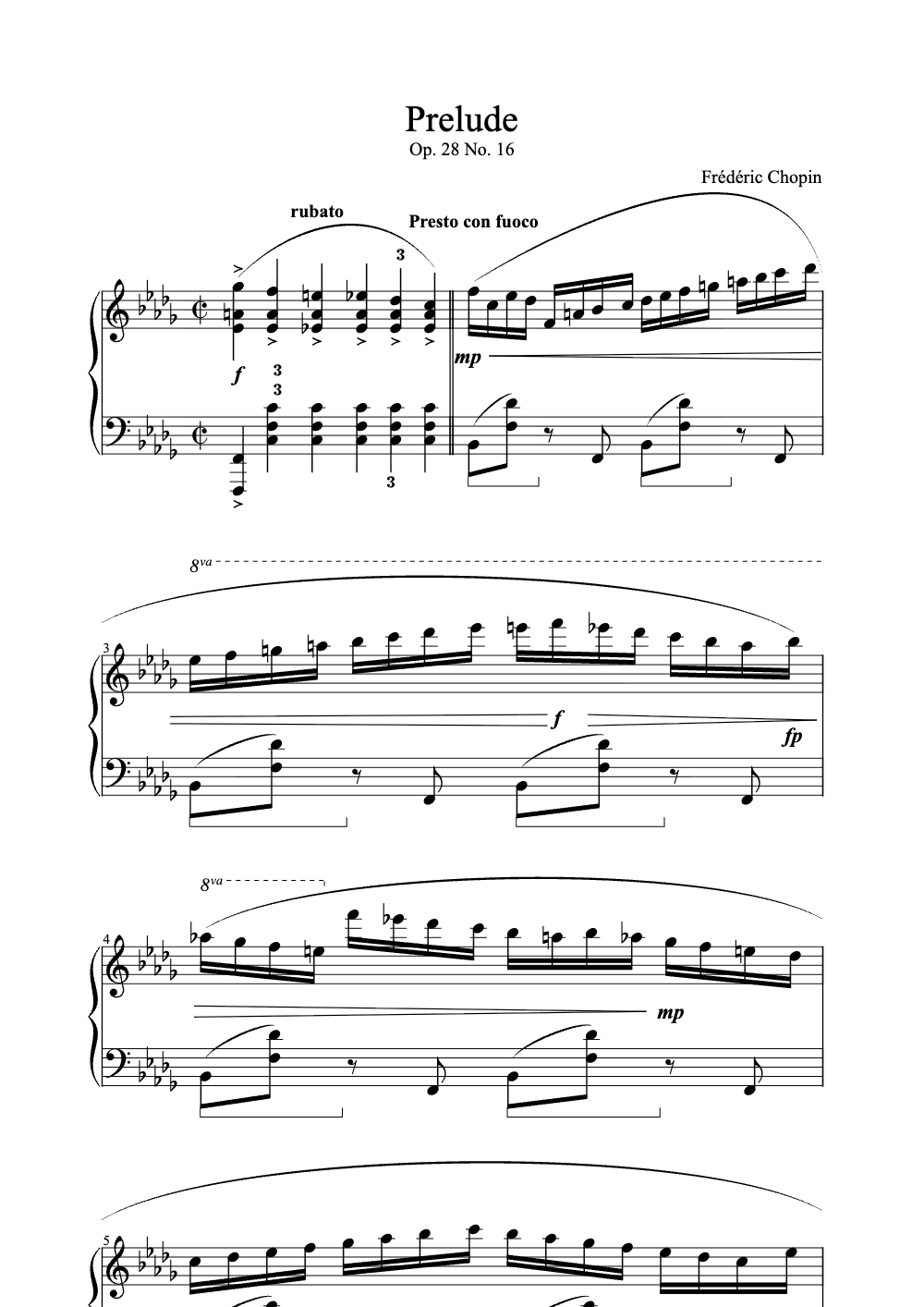 Sheet music preview for Prelude
