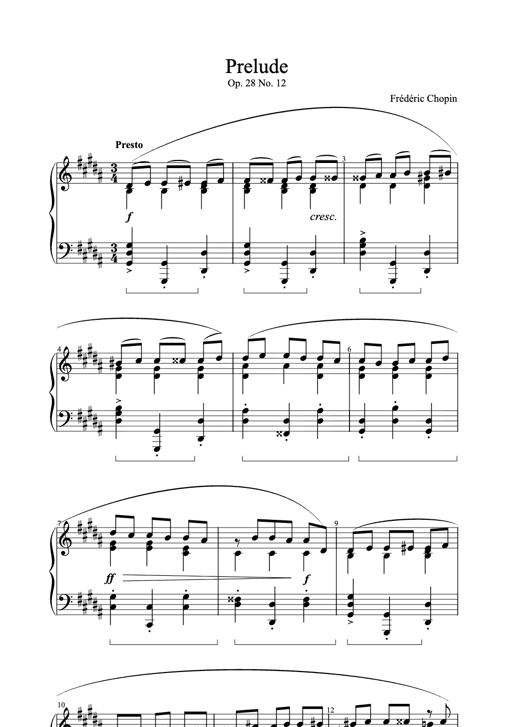 Sheet music preview for Prelude
