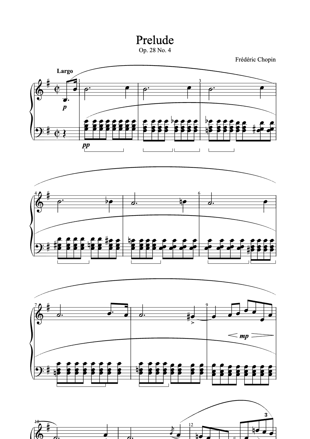 Sheet music preview for Prelude