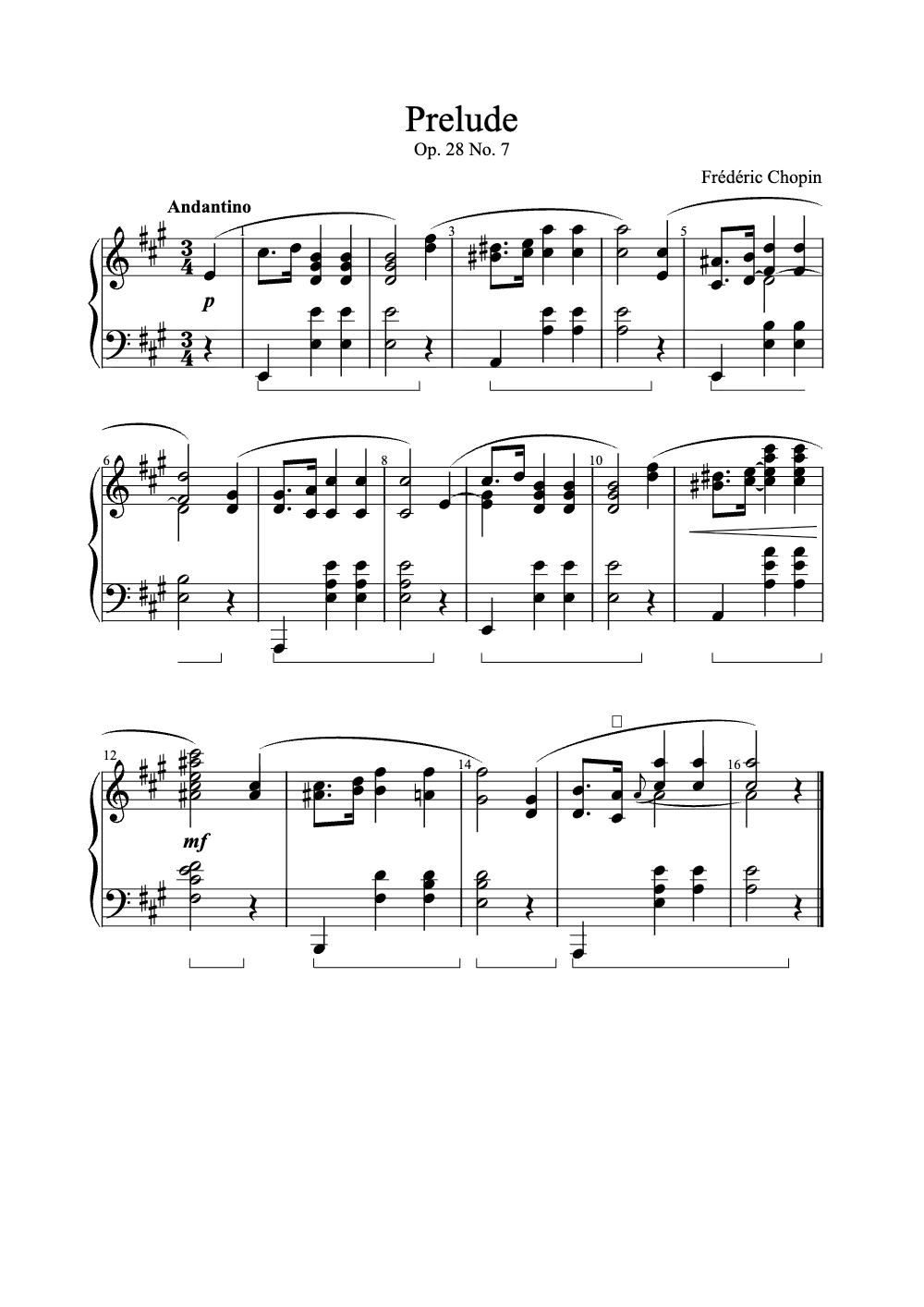 Sheet music preview for Prelude