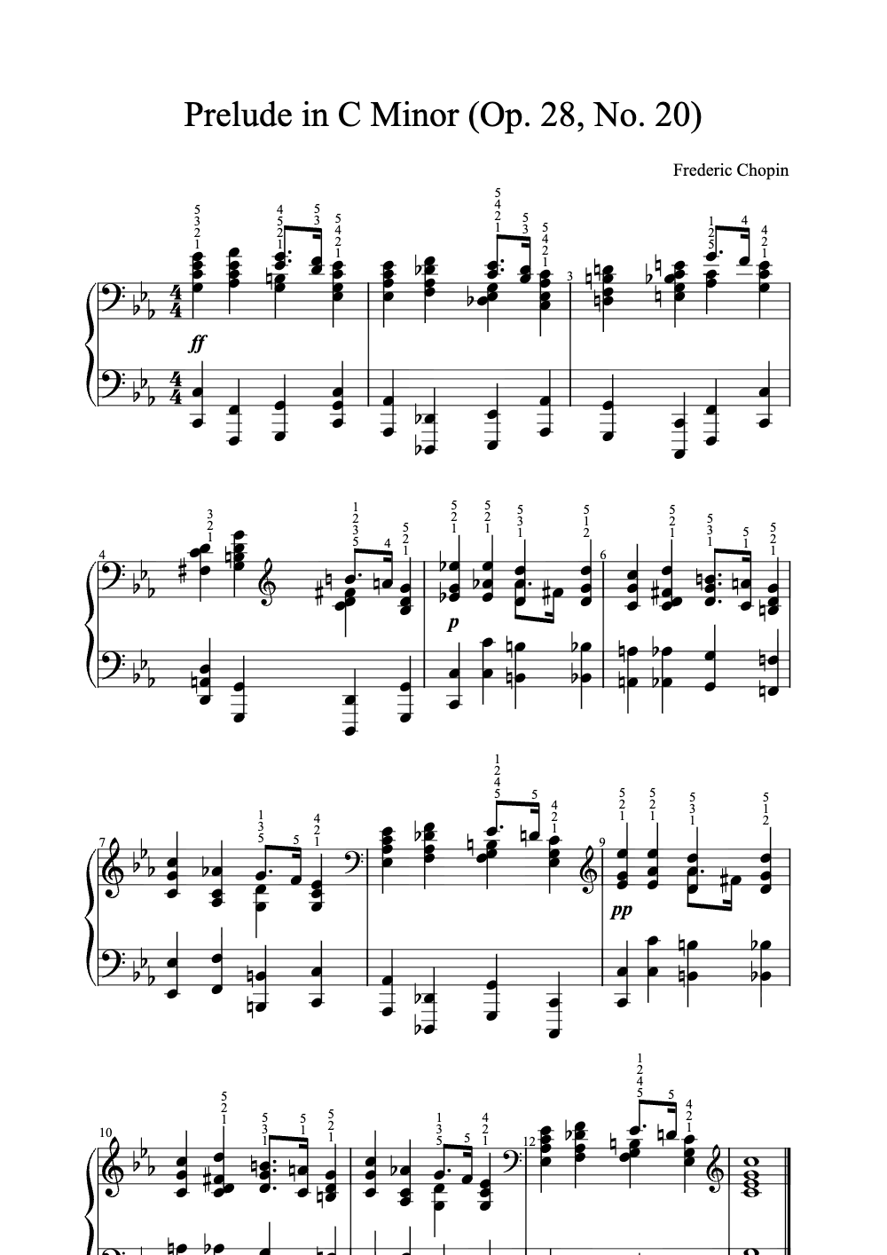 Sheet music preview for Prelude in C Minor (Op. 28, No. 20)