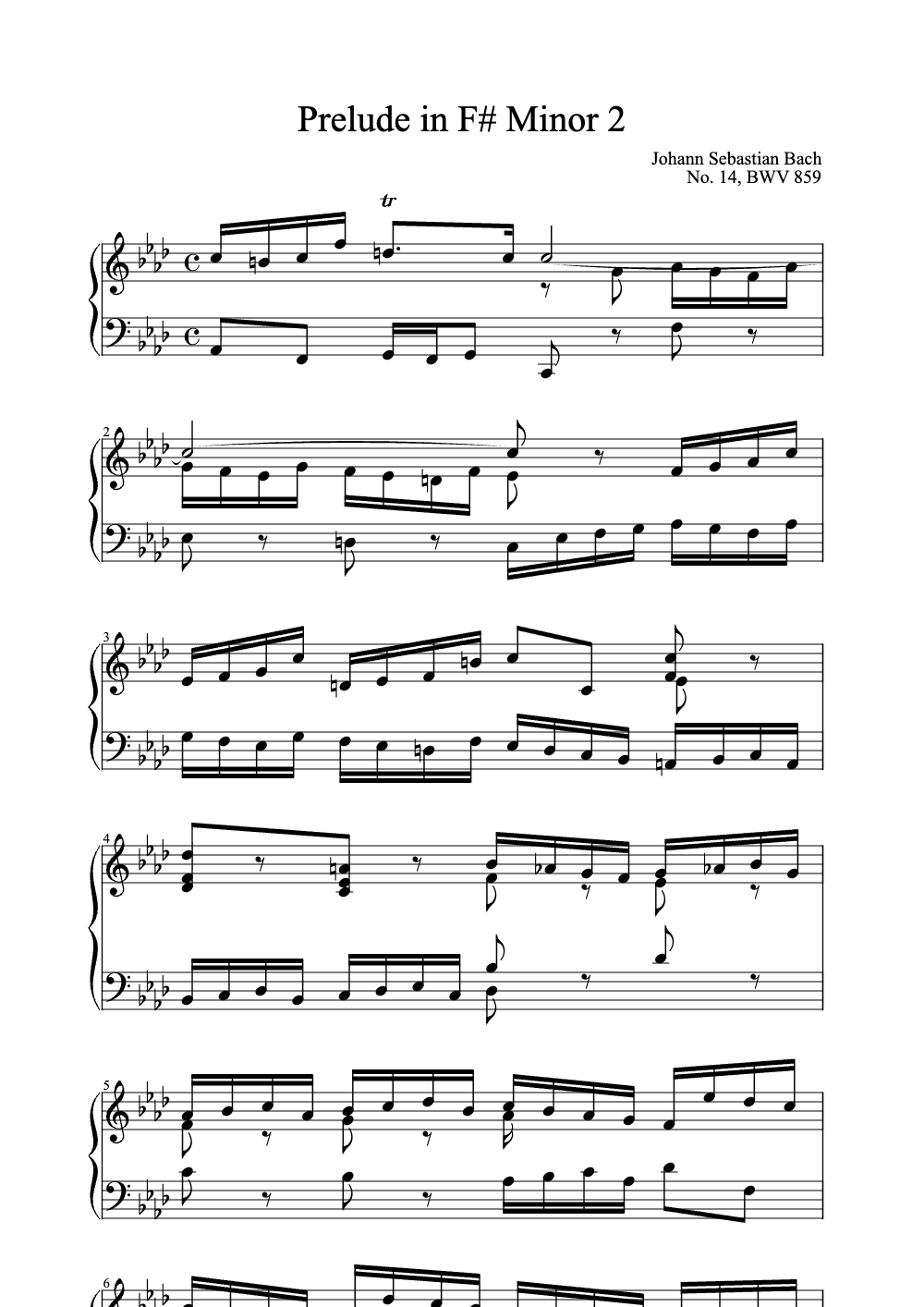 Sheet music preview for Prelude in F# Minor