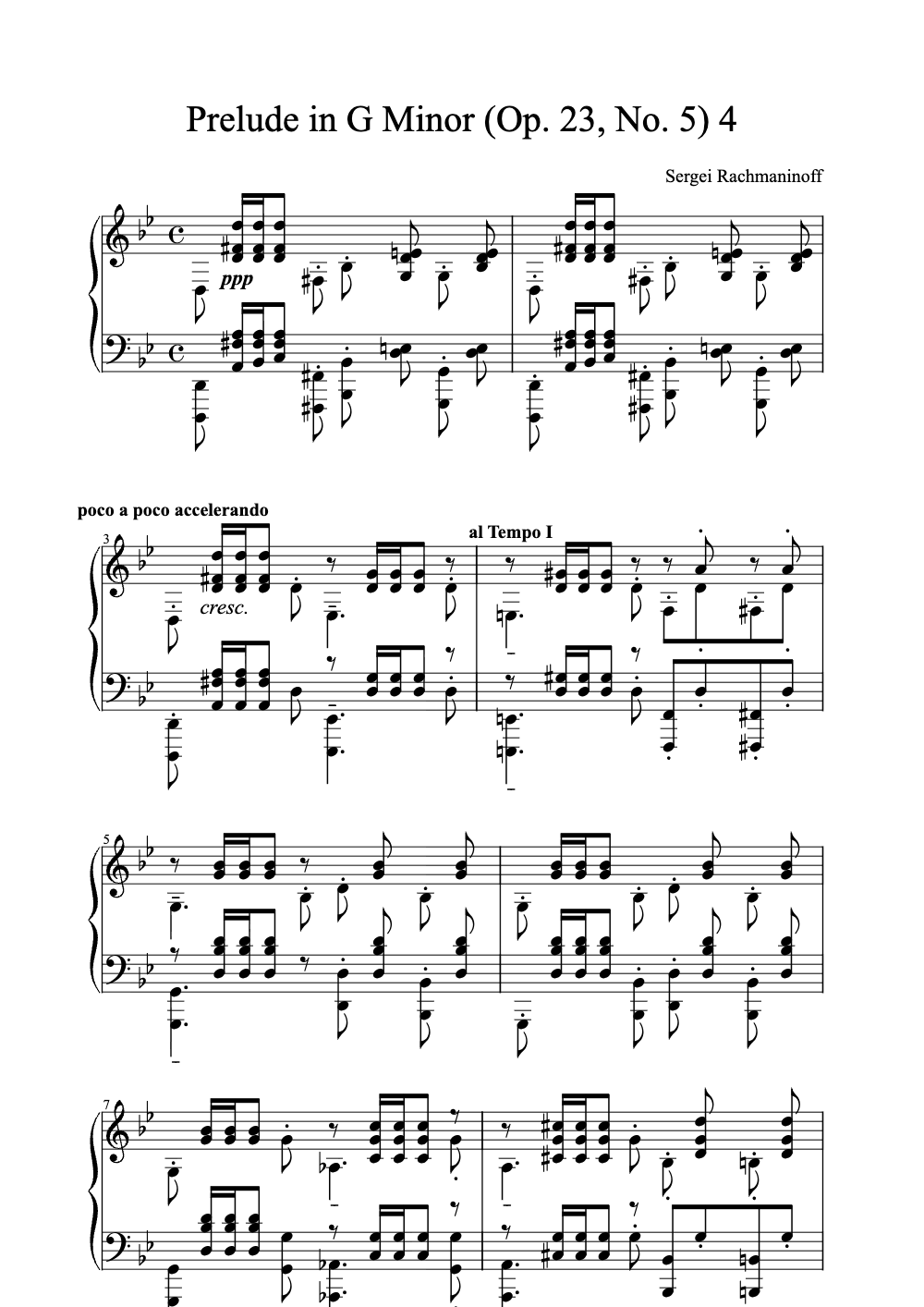 Sheet music preview for Prelude in G Minor, Op. 23, No. 5