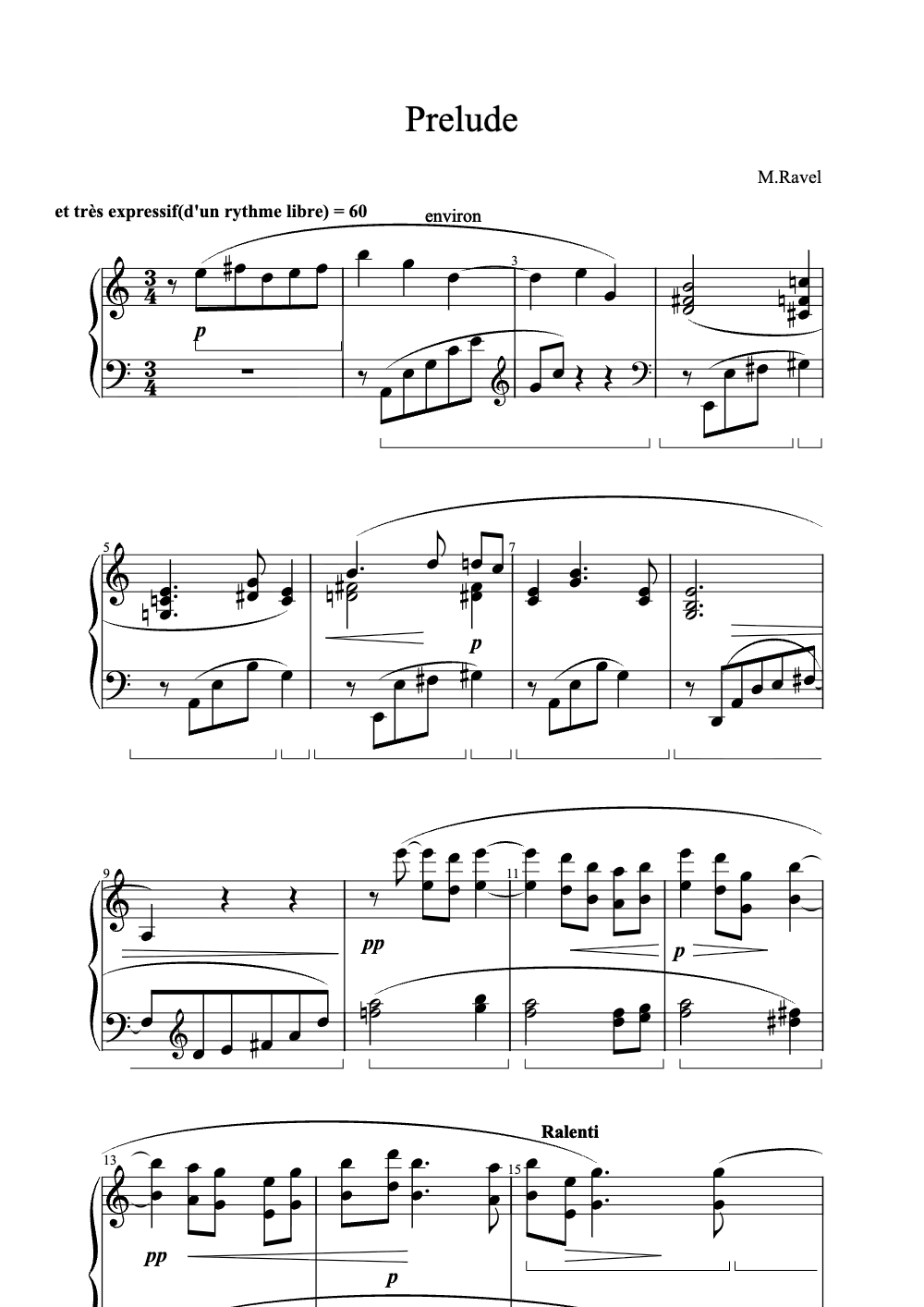 Sheet music preview for Prelude