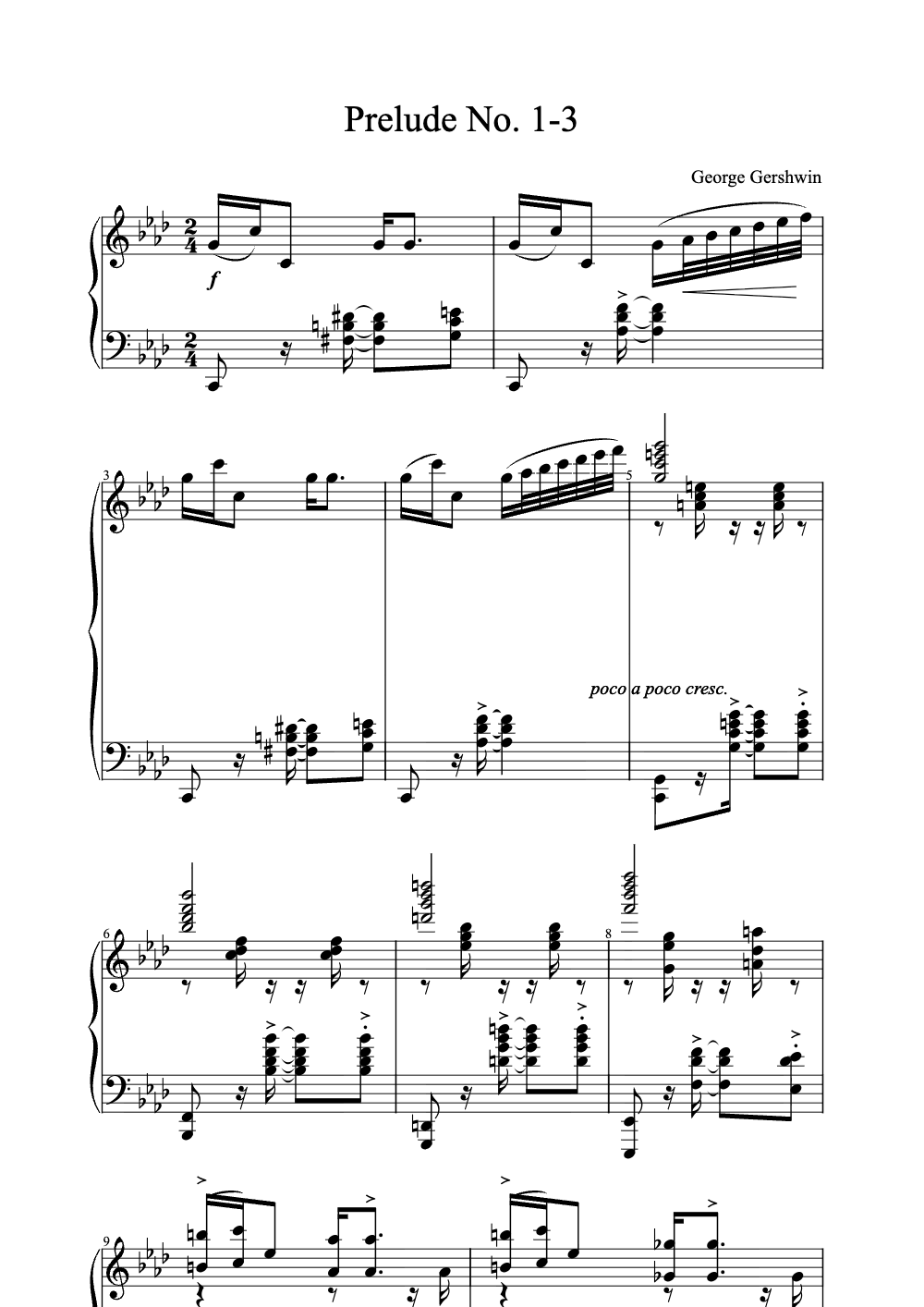 Sheet music preview for Prelude No. 1-3