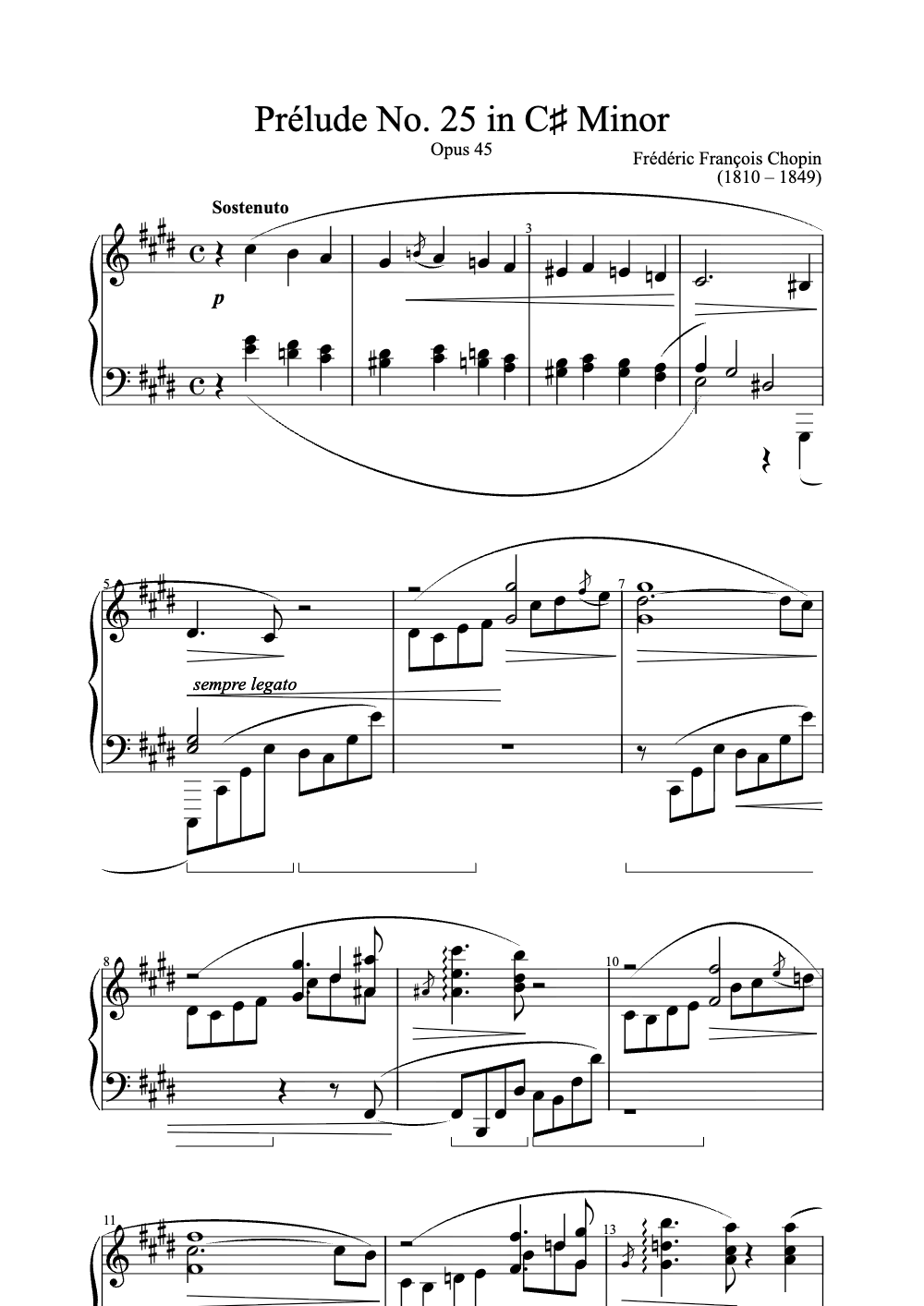 Sheet music preview for Prélude No. 25 in C♯ Minor