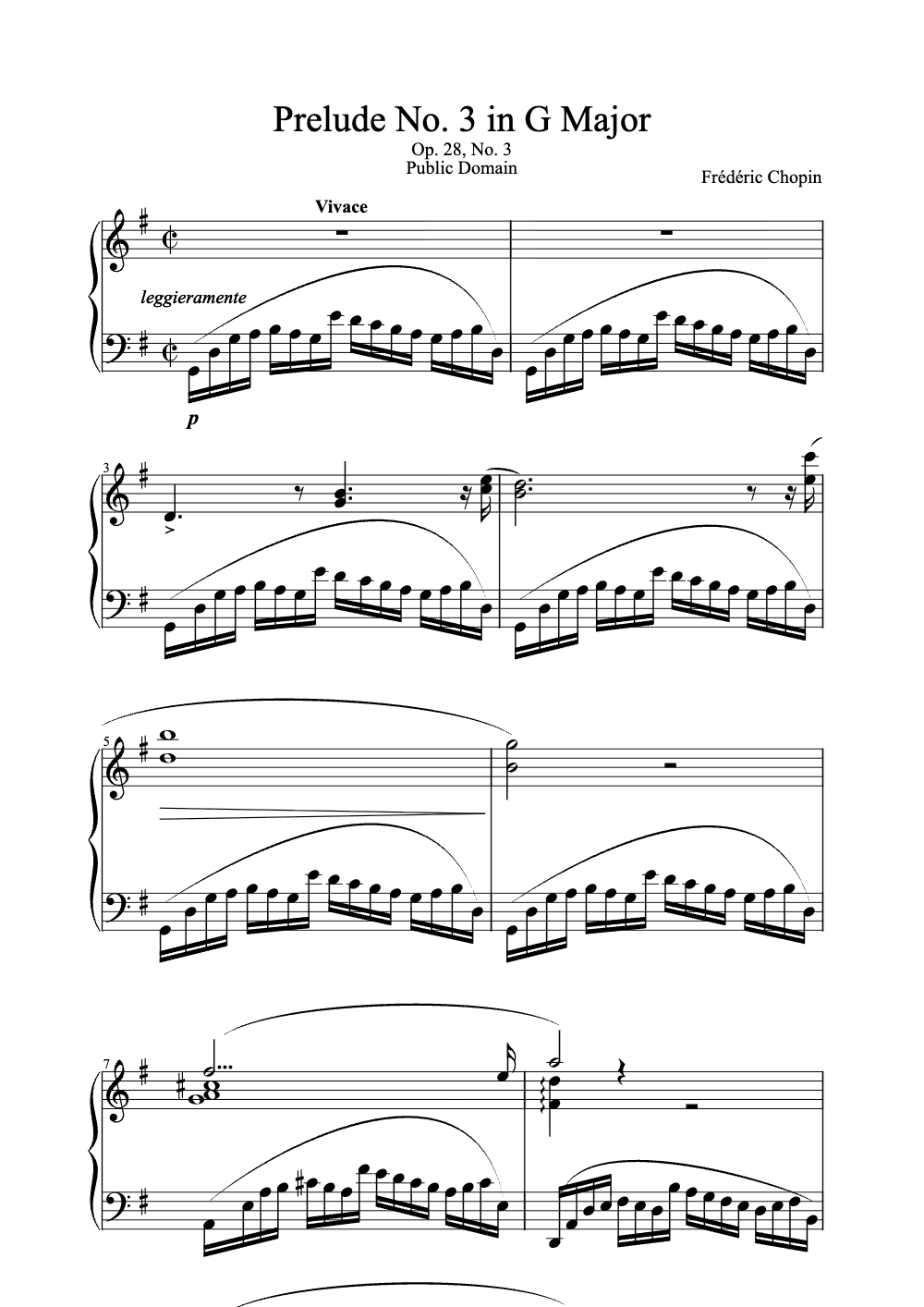 Sheet music preview for Prelude No. 3 in G Major