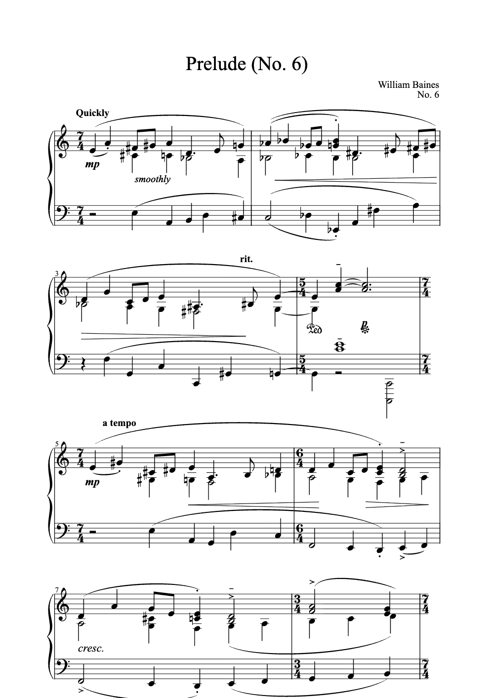 Sheet music preview for Prelude (No. 6)