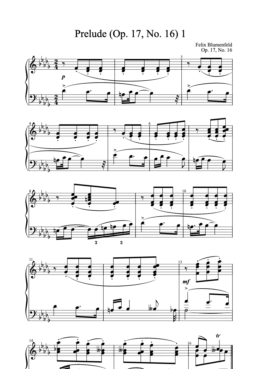 Sheet music preview for Prelude (Op. 17, No. 16)