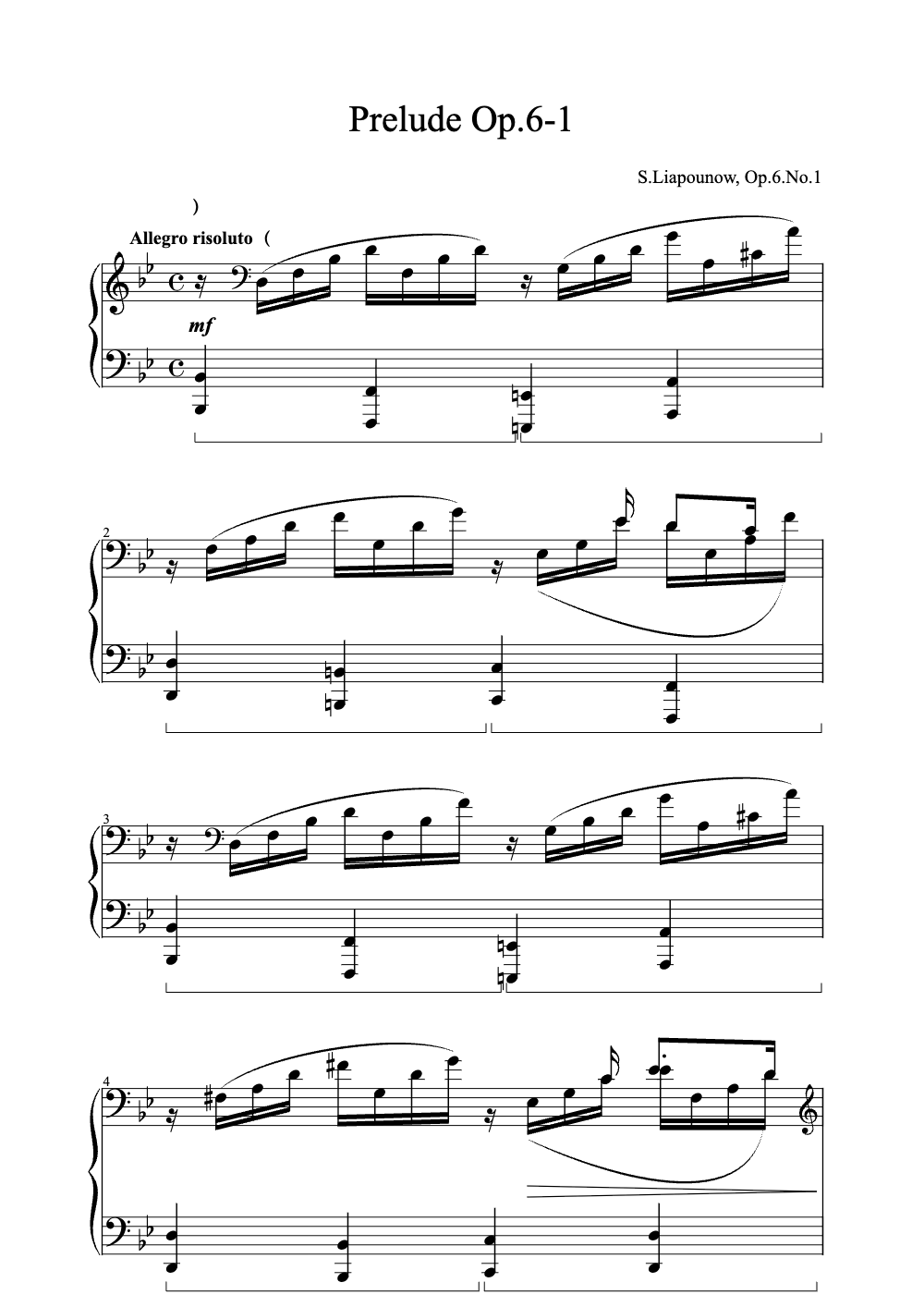 Sheet music preview for Prelude Op. 6 No. 1