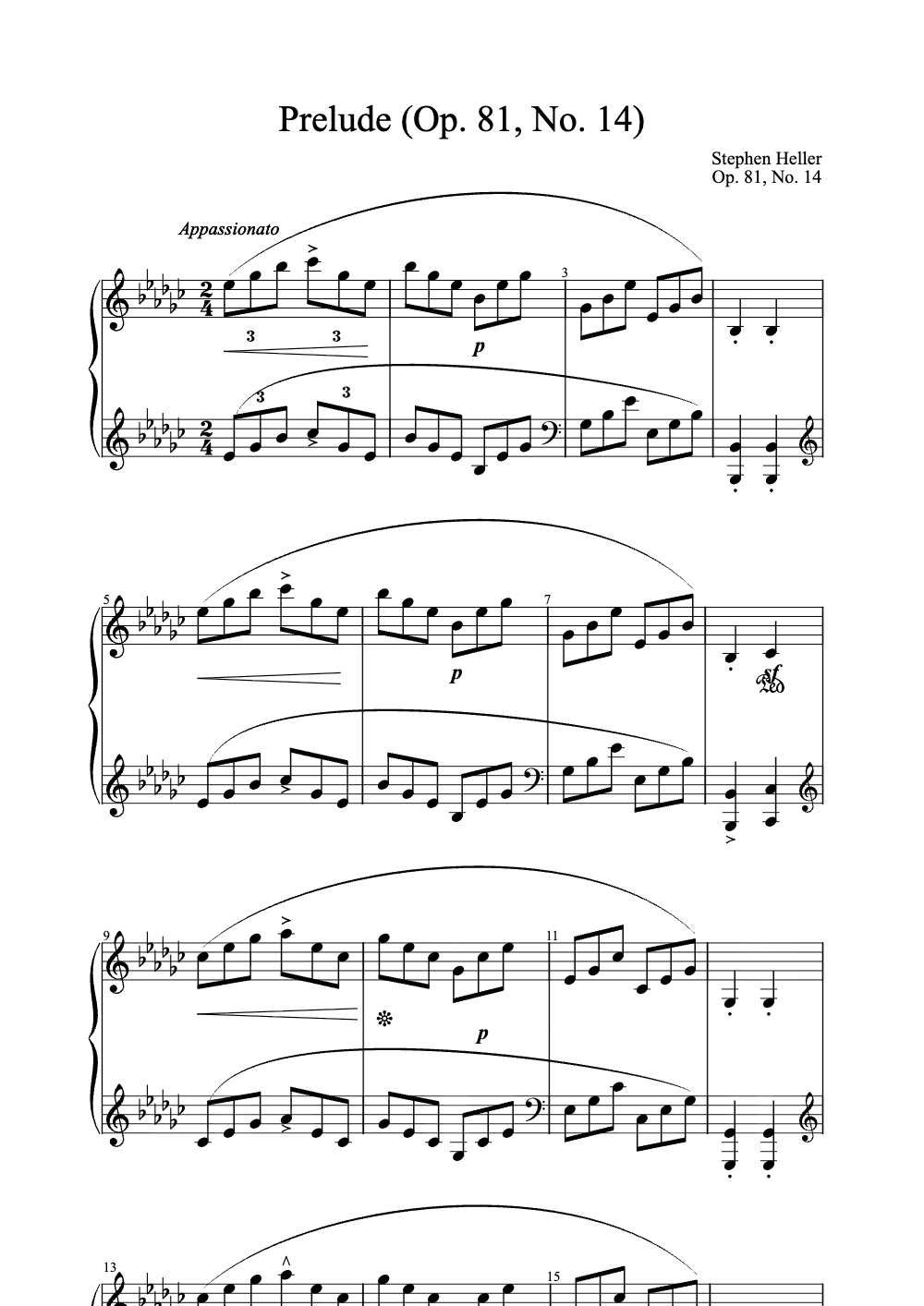 Sheet music preview for Prelude (Op. 81, No. 14)
