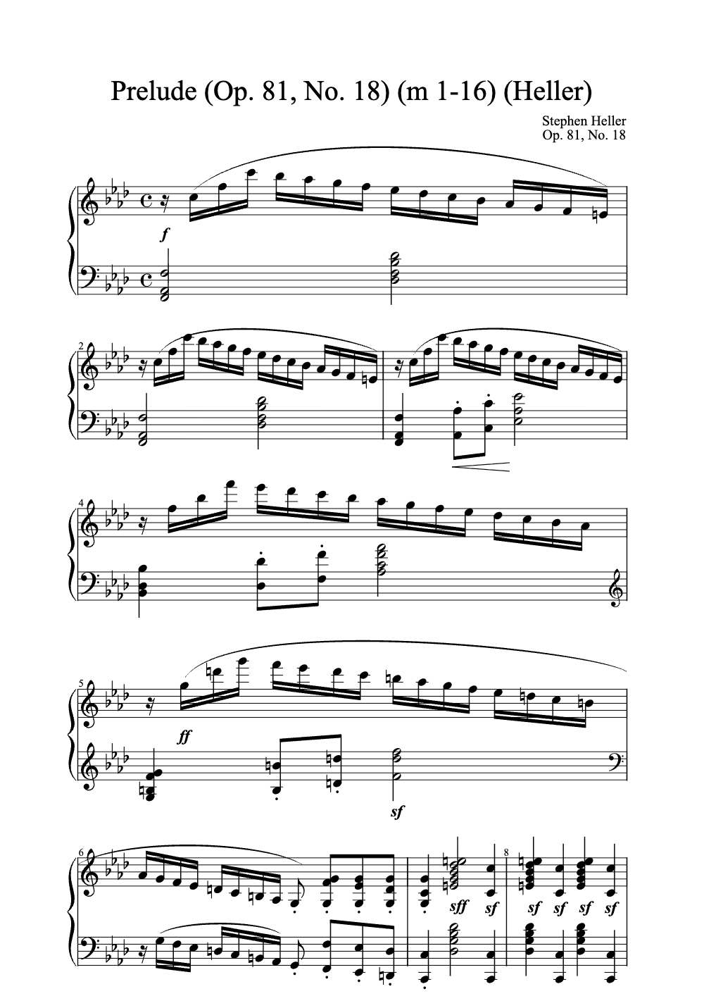 Sheet music preview for Prelude (Op. 81, No. 18)