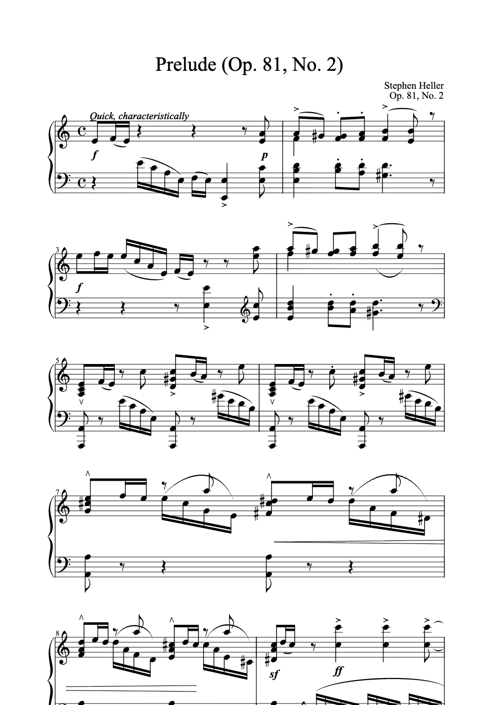 Sheet music preview for Prelude (Op. 81, No. 2)