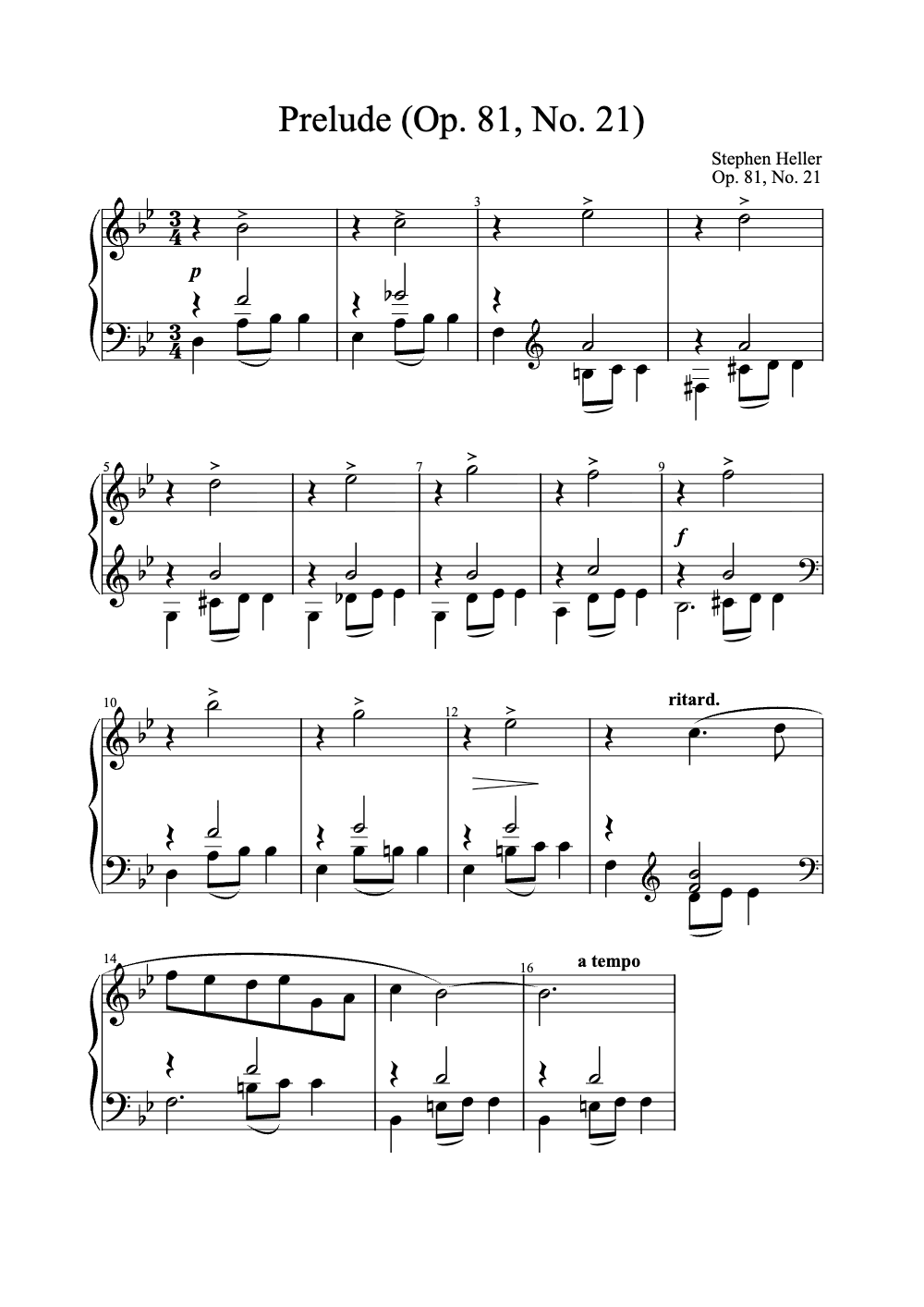 Sheet music preview for Prelude (Op. 81, No. 21)