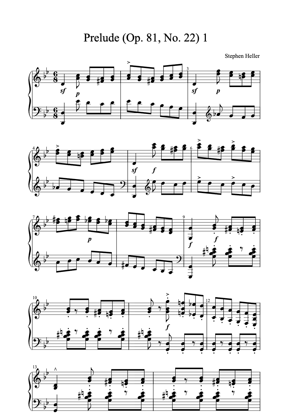 Sheet music preview for Prelude (Op. 81, No. 22)