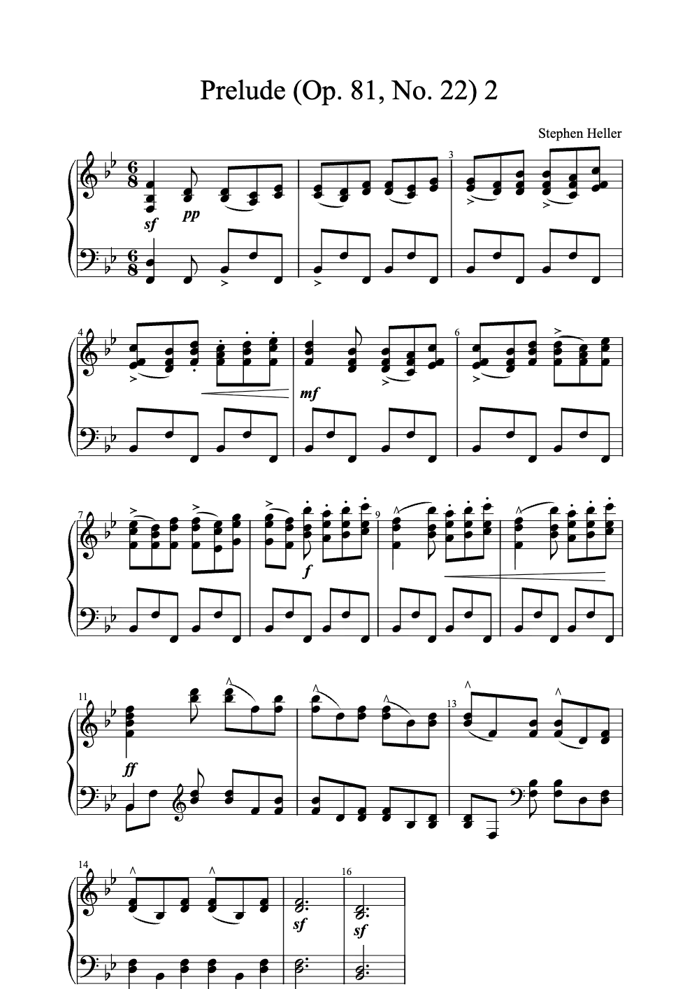 Sheet music preview for Prelude (Op. 81, No. 22)
