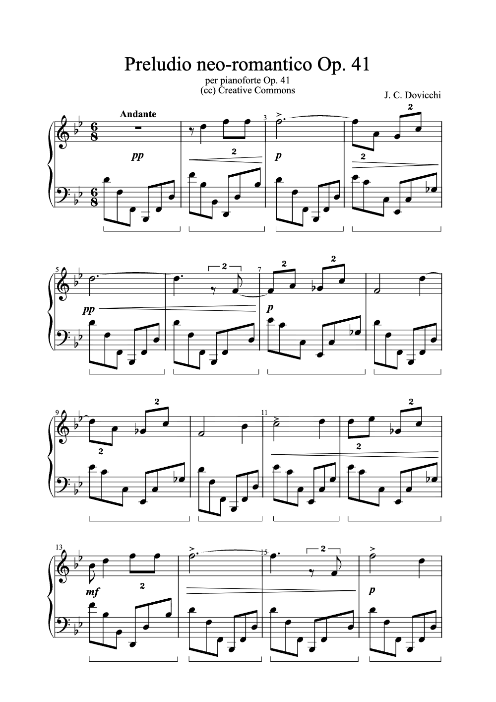 Sheet music preview for Preludio Neo-Romantico, Op. 41