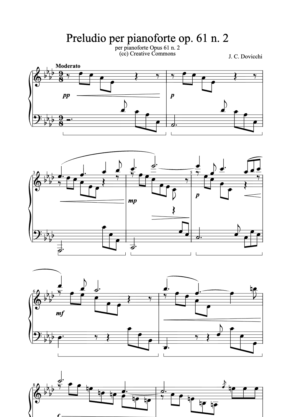 Sheet music preview for Preludio Per Pianoforte Op. 61 No. 2