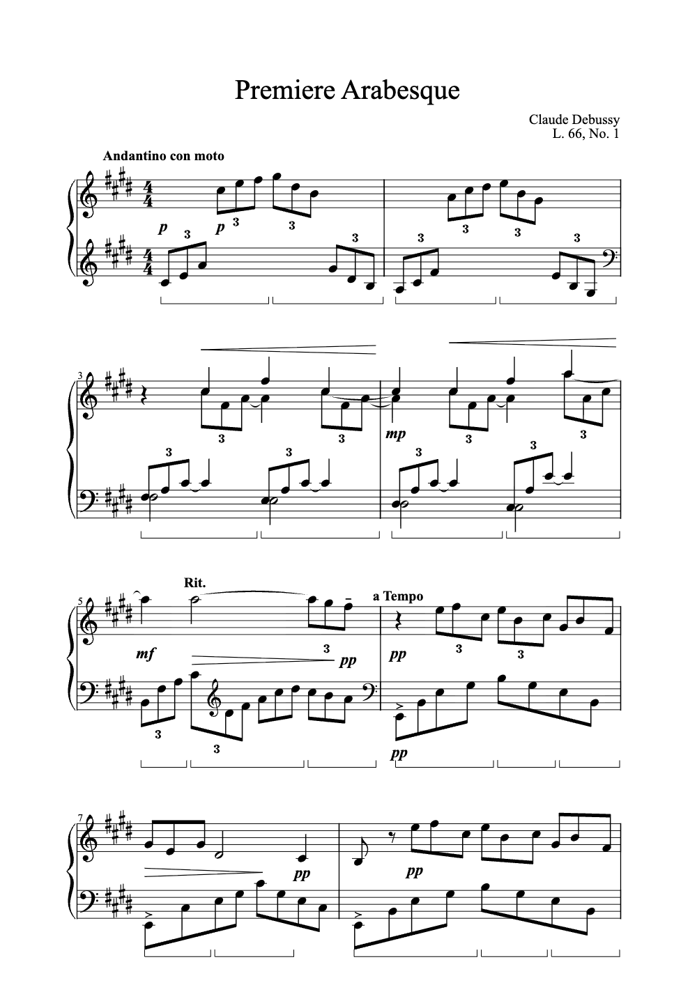 Sheet music preview for Première Arabesque