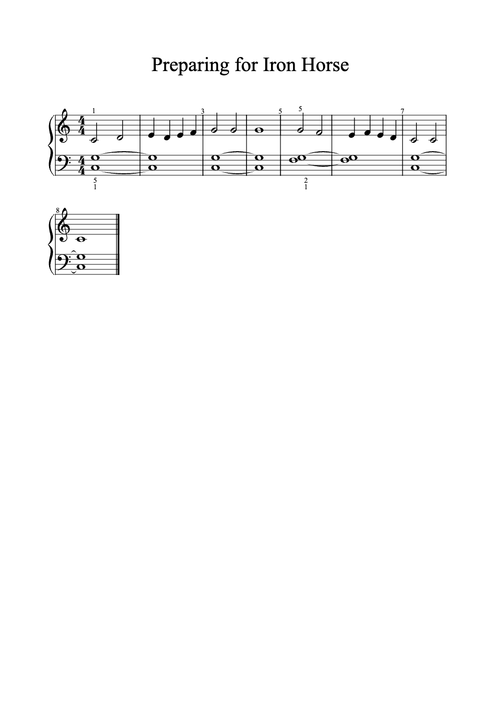 Sheet music preview for Preparing for Iron Horse