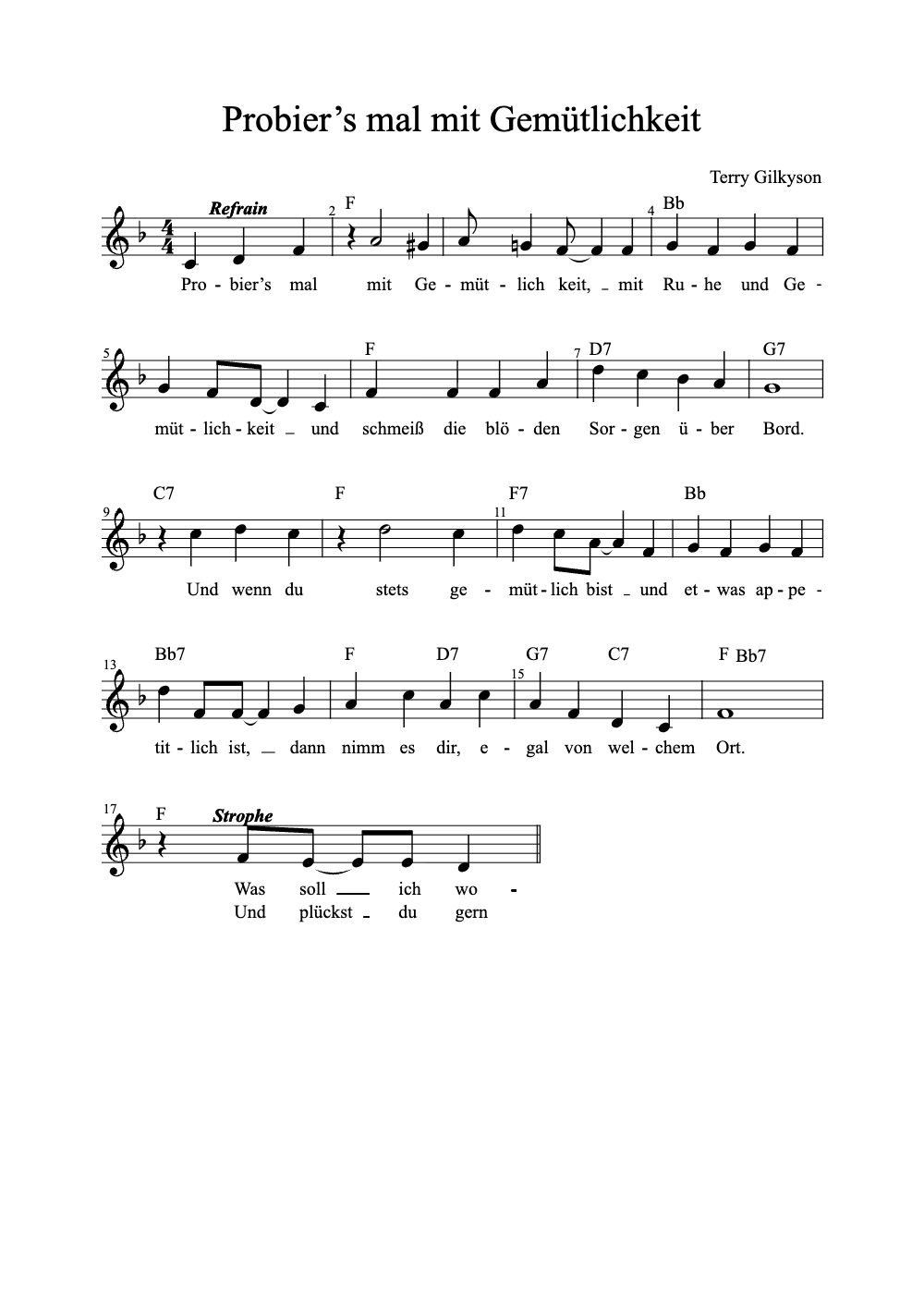 Sheet music preview for Probier’s Mal Mit Gemütlichkeit