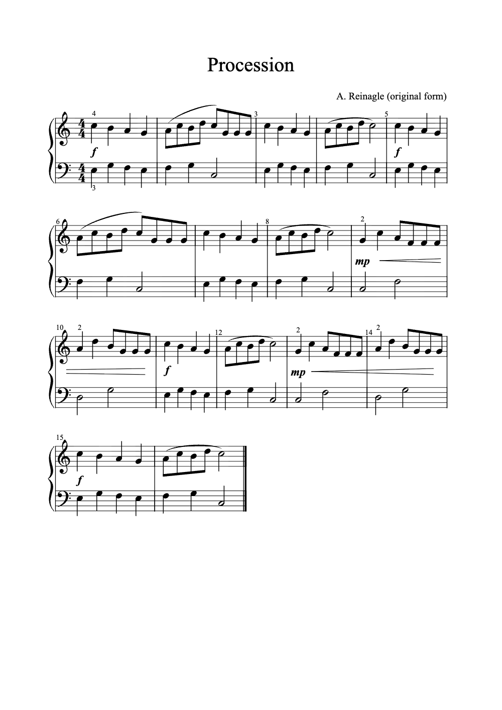 Sheet music preview for Procession