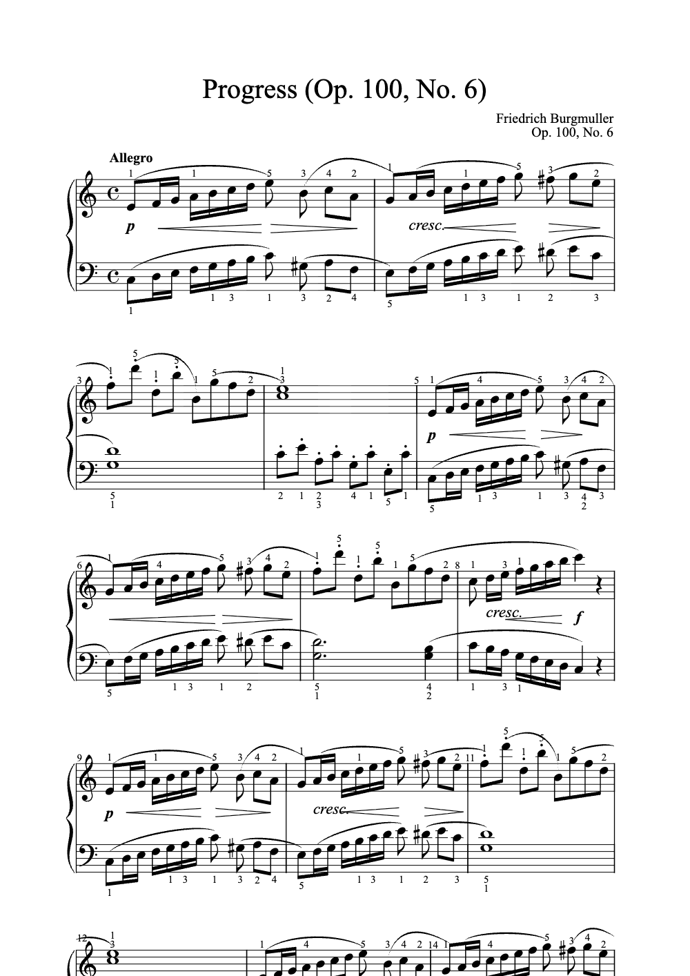 Sheet music preview for Progress