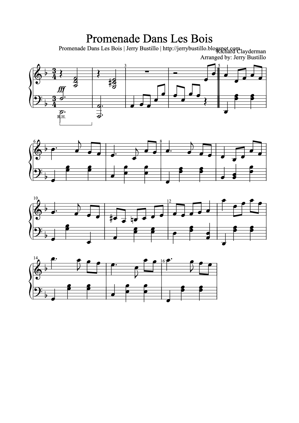 Sheet music preview for Promenade Dans Les Bois