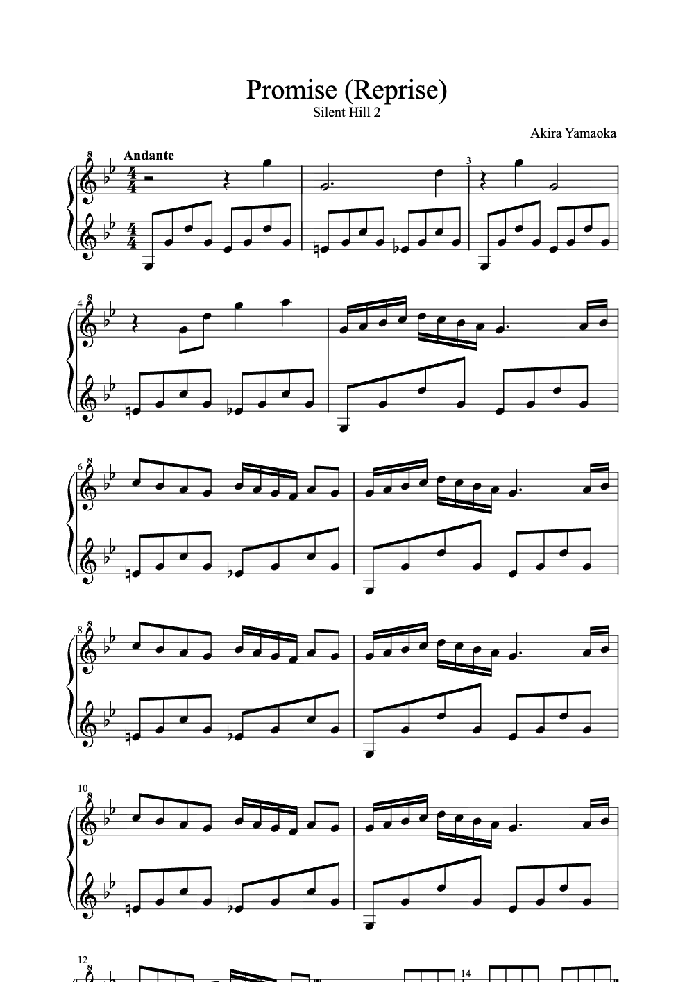 Sheet music preview for Promise (Reprise)