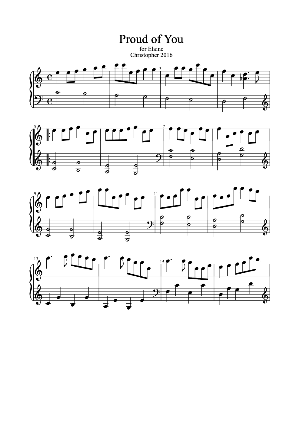 Sheet music preview for Proud of You