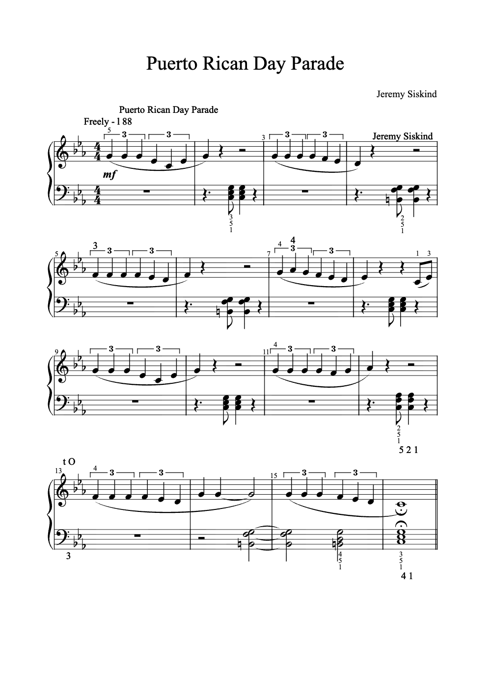 Sheet music preview for Puerto Rican Day Parade