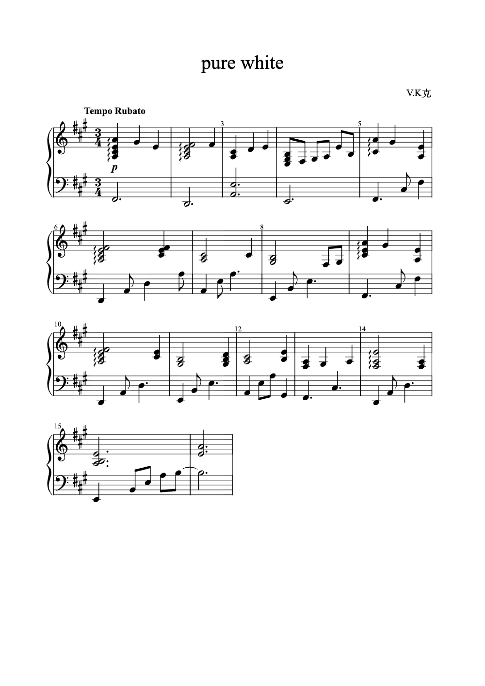 Sheet music preview for Pure White