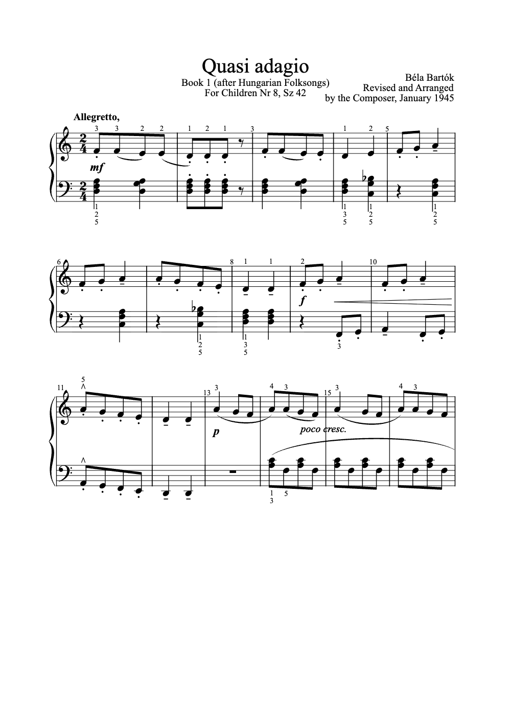 Sheet music preview for Quasi Adagio