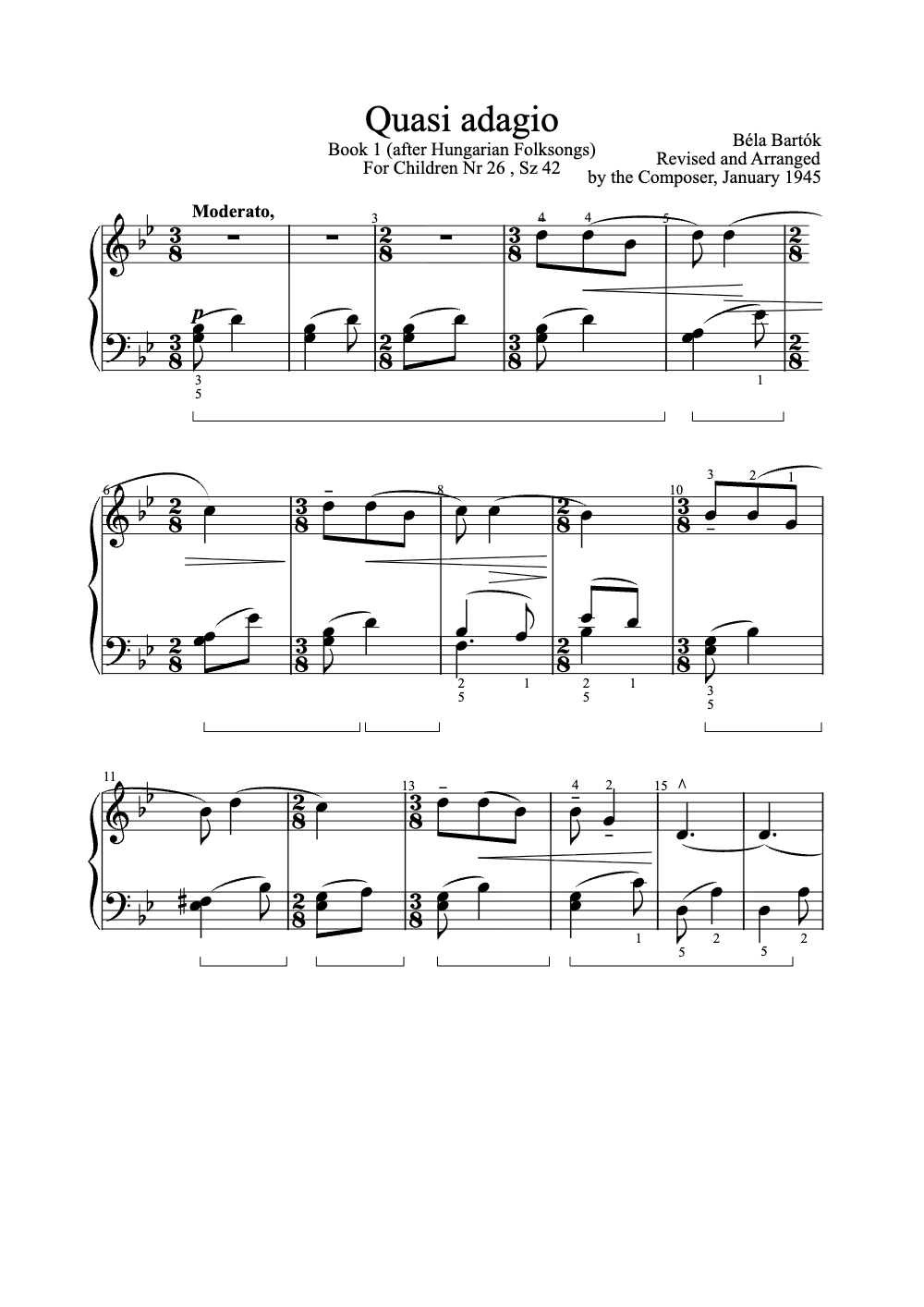 Sheet music preview for Quasi Adagio