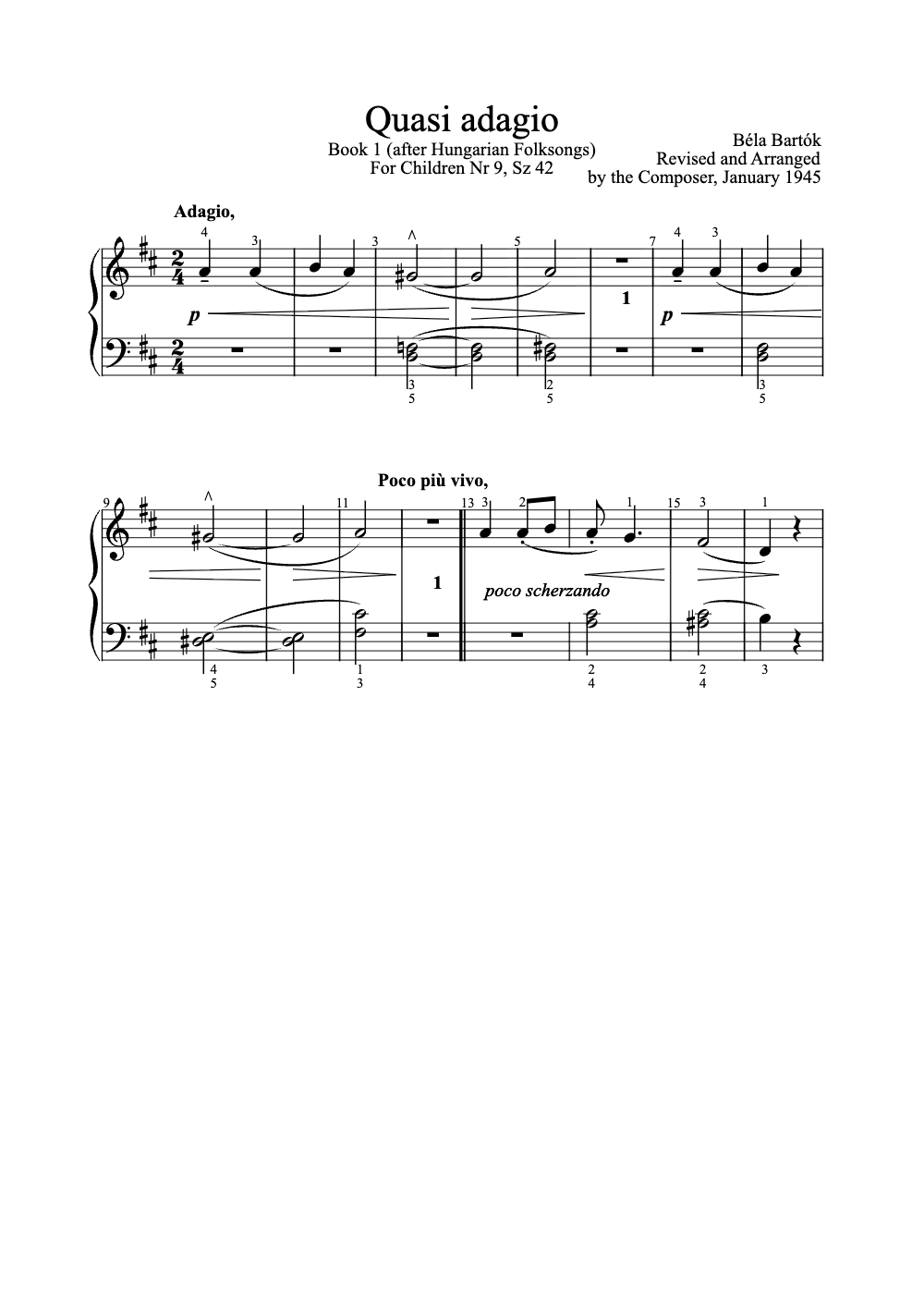 Sheet music preview for Quasi Adagio