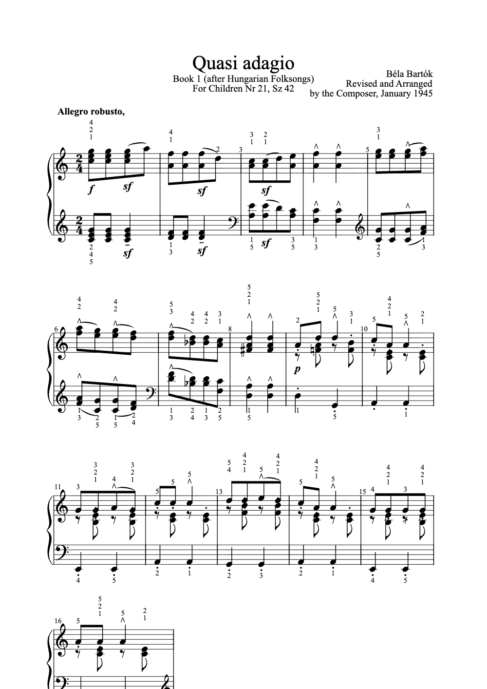 Sheet music preview for Quasi Adagio