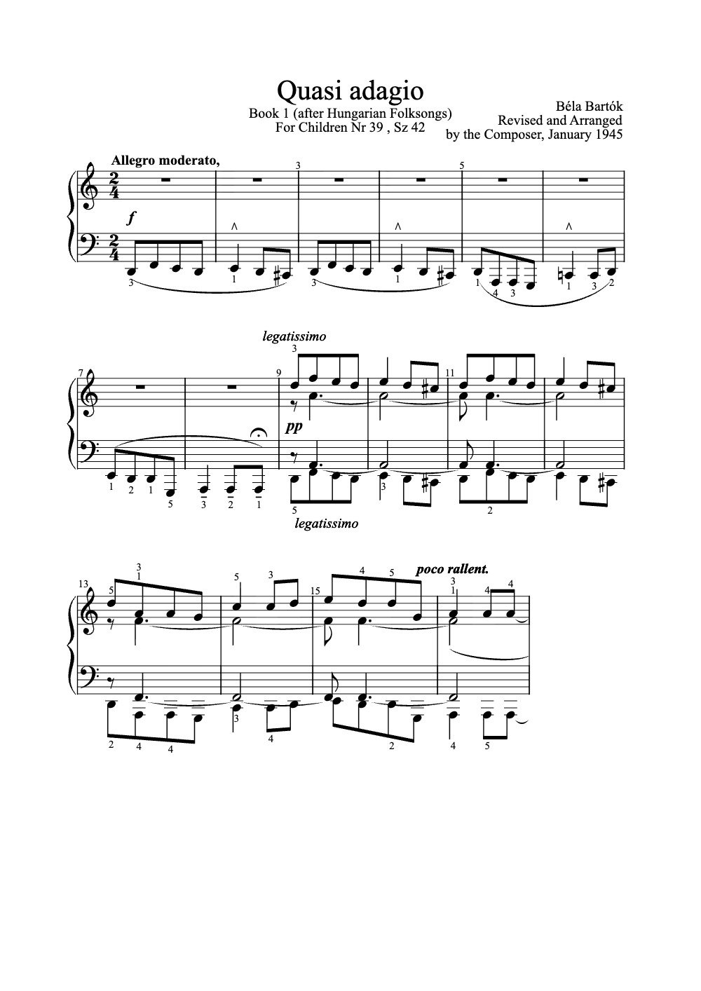 Sheet music preview for Quasi Adagio